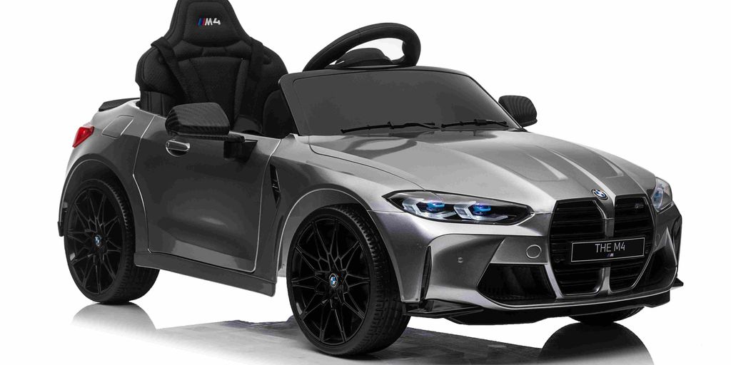 A sleek gray toy car with sporty features and detailing.